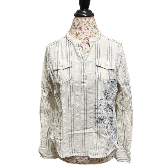 Harley Davidson long sleeve button top quarter size medium but runs like 6/8  W4 - Picture 1 of 2